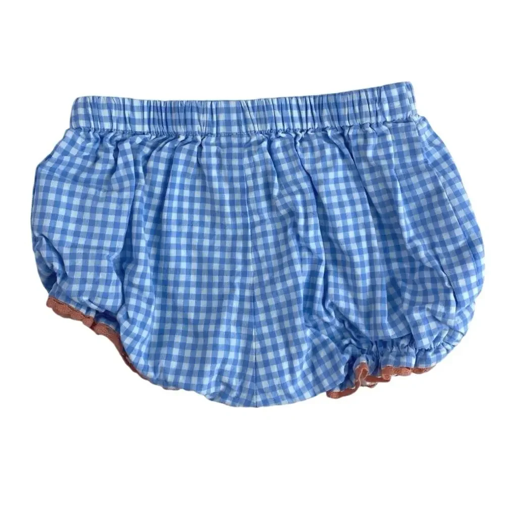 Joie Infant Baby Blue Gingham Checkered Embroidered Matching Dress Set Size 3-6M